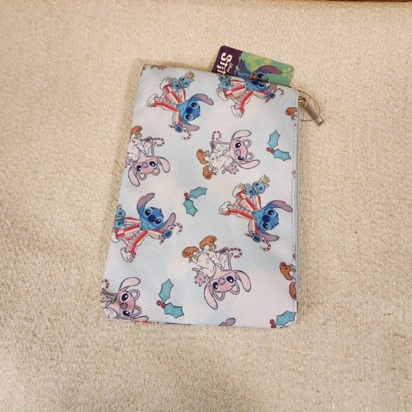 Bioworld Disney Stitch and Angel Holiday Jammies Cosmetic Bag Makeup Pouch NEW - Picture 8 of 11